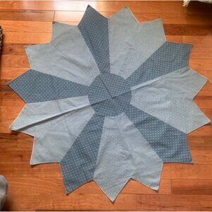 Handmade Quilted Blue Star Tablecloth 34" Circular Patchwork Cotton Fabric Uniqu